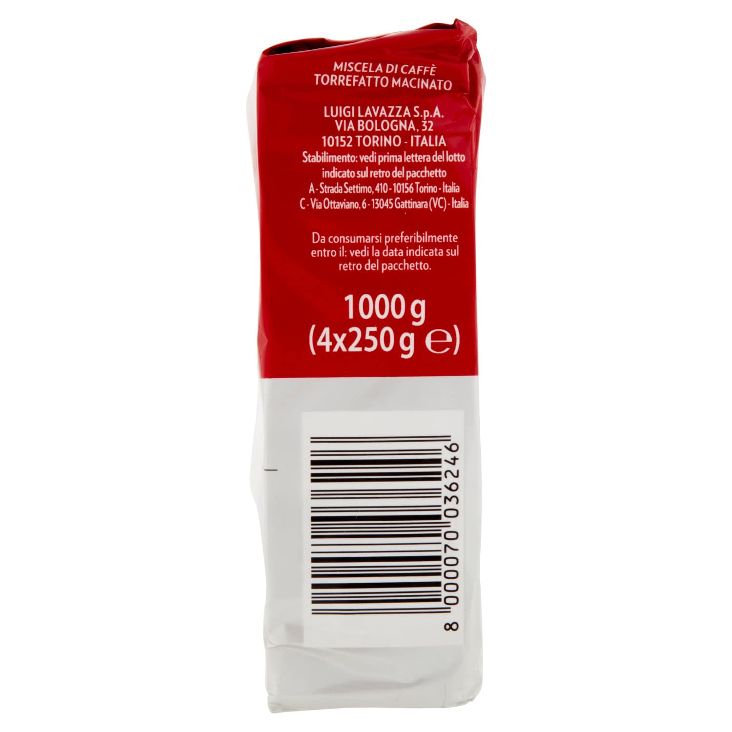 Lavazza Qualità Rossa caffè macinato moka 4x250 g cioccolato