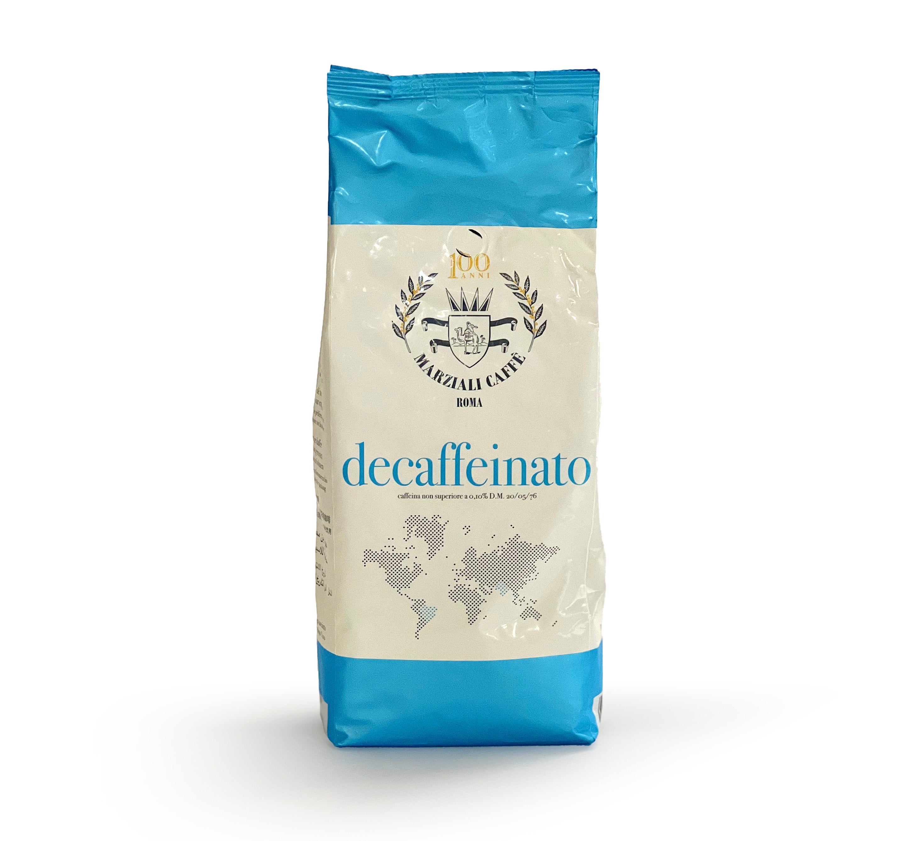 Marziali Decaffeinato Caffe in Grani 1000g Arabica e Robusta