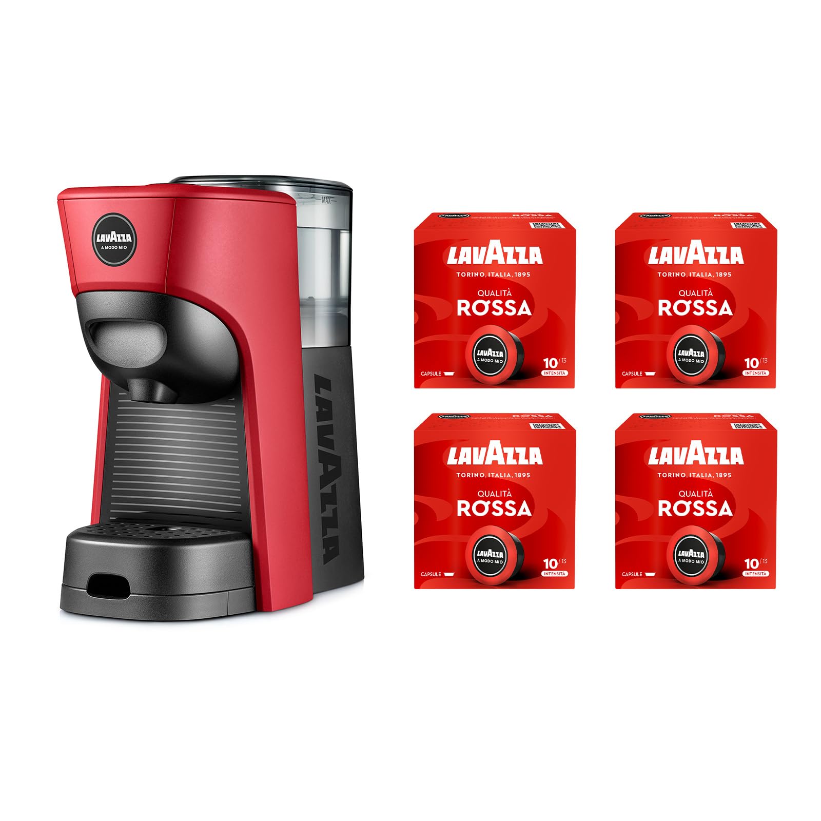 Lavazza A Modo Mio Tiny macchina capsule rossa con 64 capsule