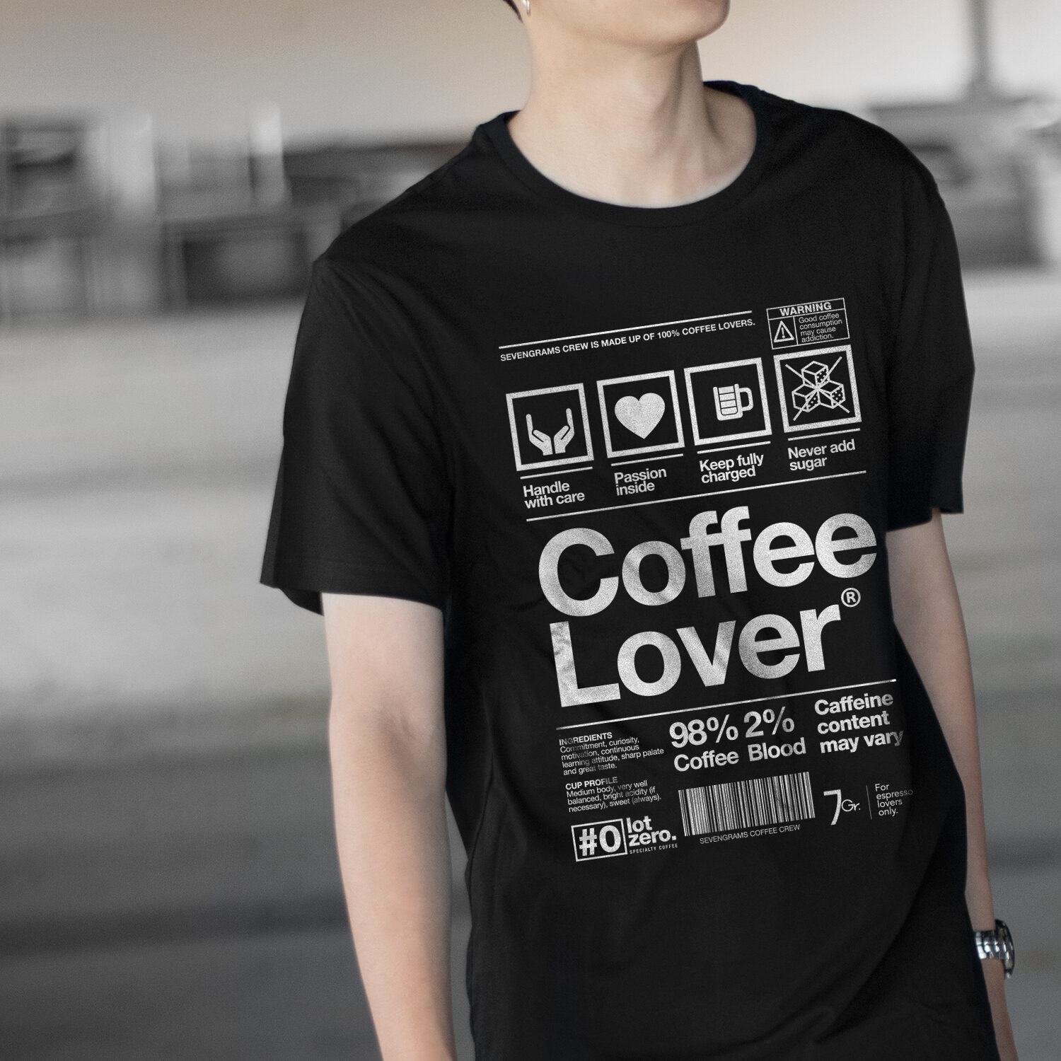 Lot Zero Coffee Lover Maglietta Uomo Cotone Nera