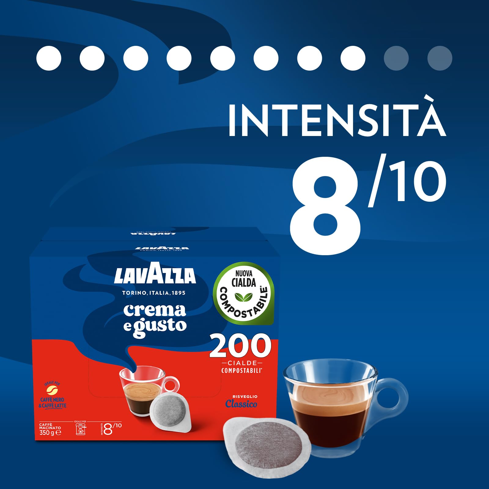 Lavazza Crema e Gusto Classico cialde 200 pezzi tostatura scura