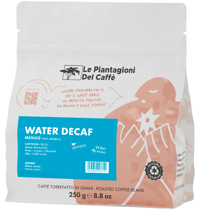 Le Piantagioni Water Decaf decaffeinato miele cacao 500 g