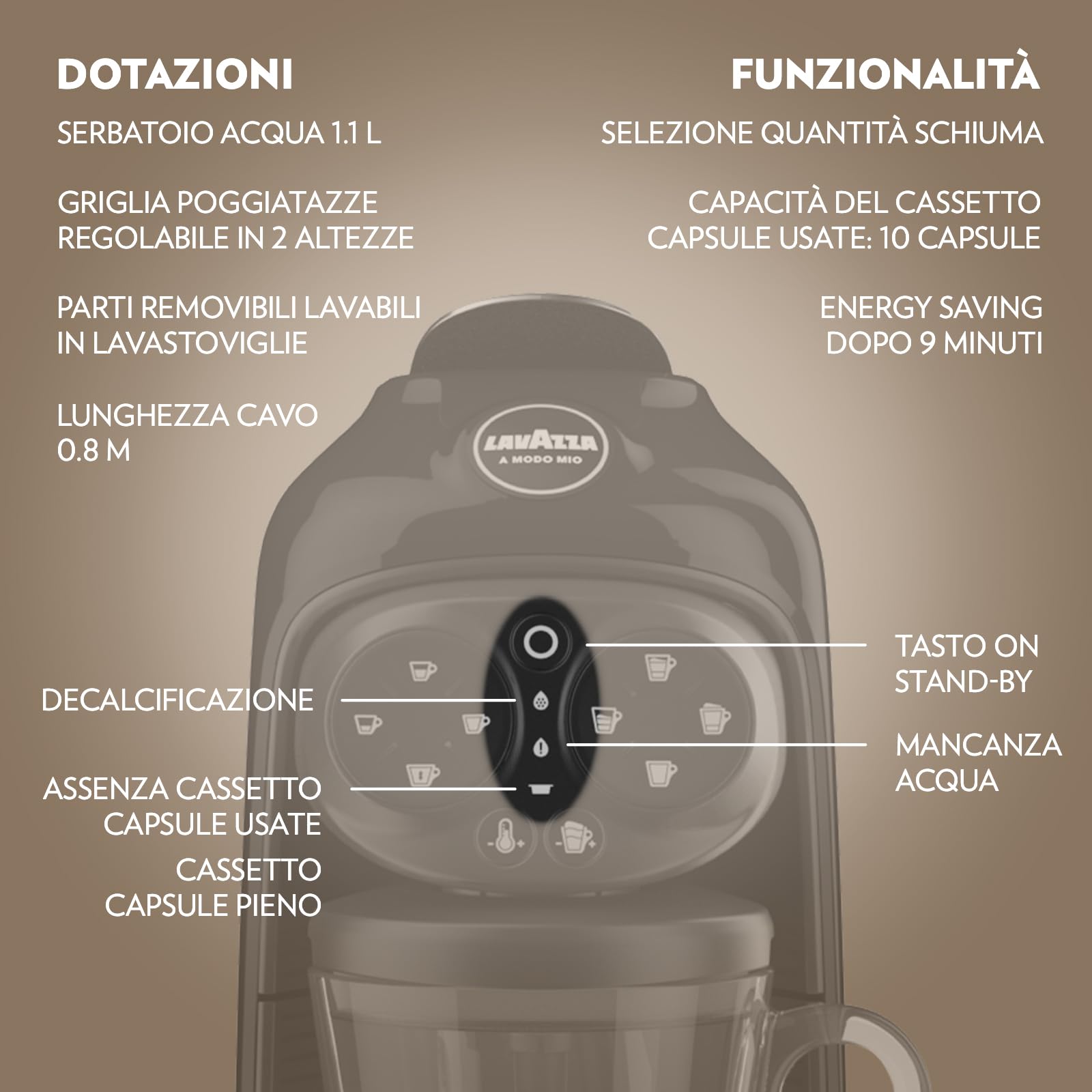 Lavazza A Modo Mio Deséa macchina caffè nera capsule latte