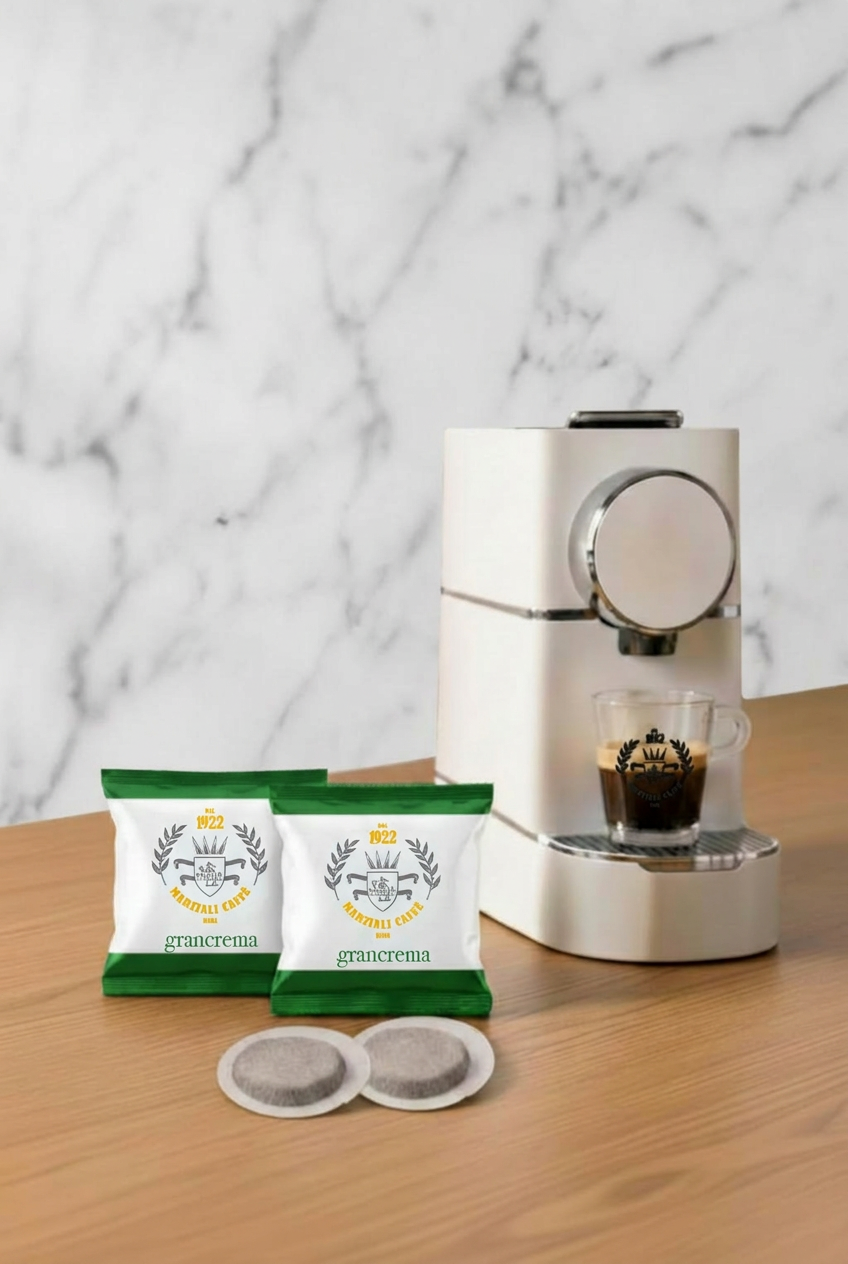 Marziali Coffee Kit 450 cialde Grancrema + Polti S18 bianca