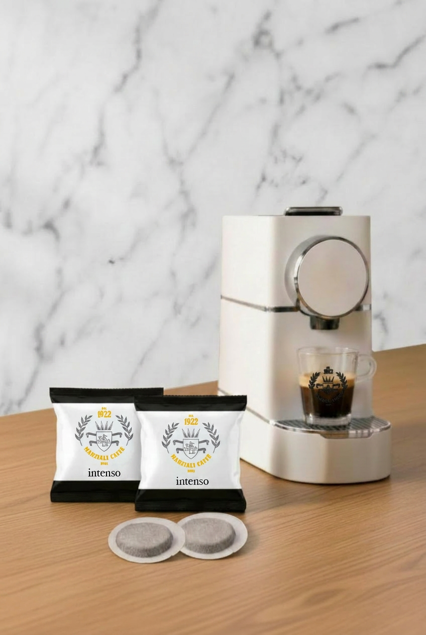 Marziali 450 cialde Intenso + Macchina Polti Coffea S18 bianca kit