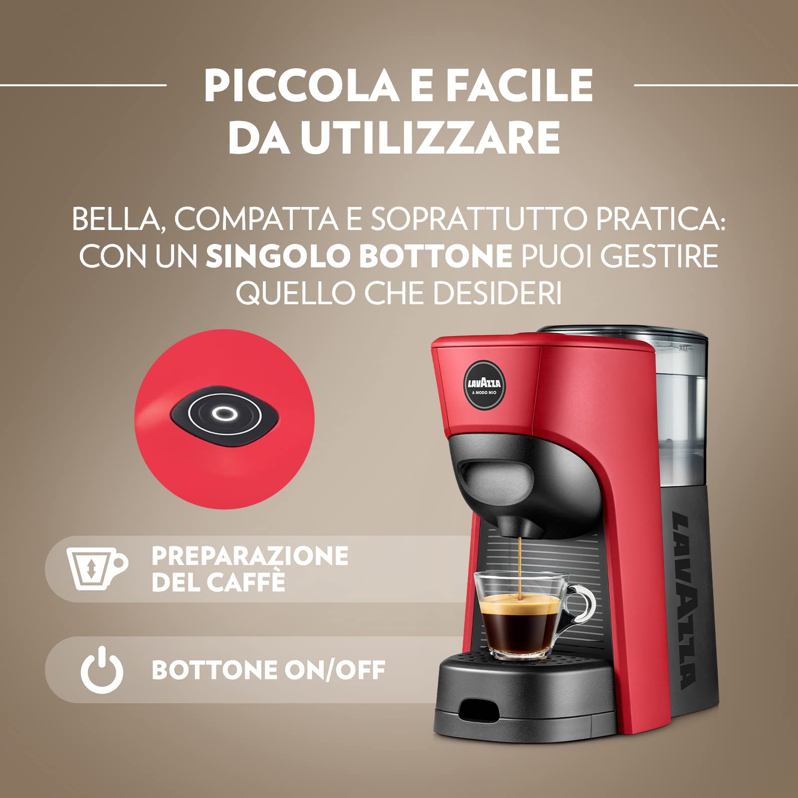 Lavazza A Modo Mio Tiny macchina capsule rossa con 64 capsule