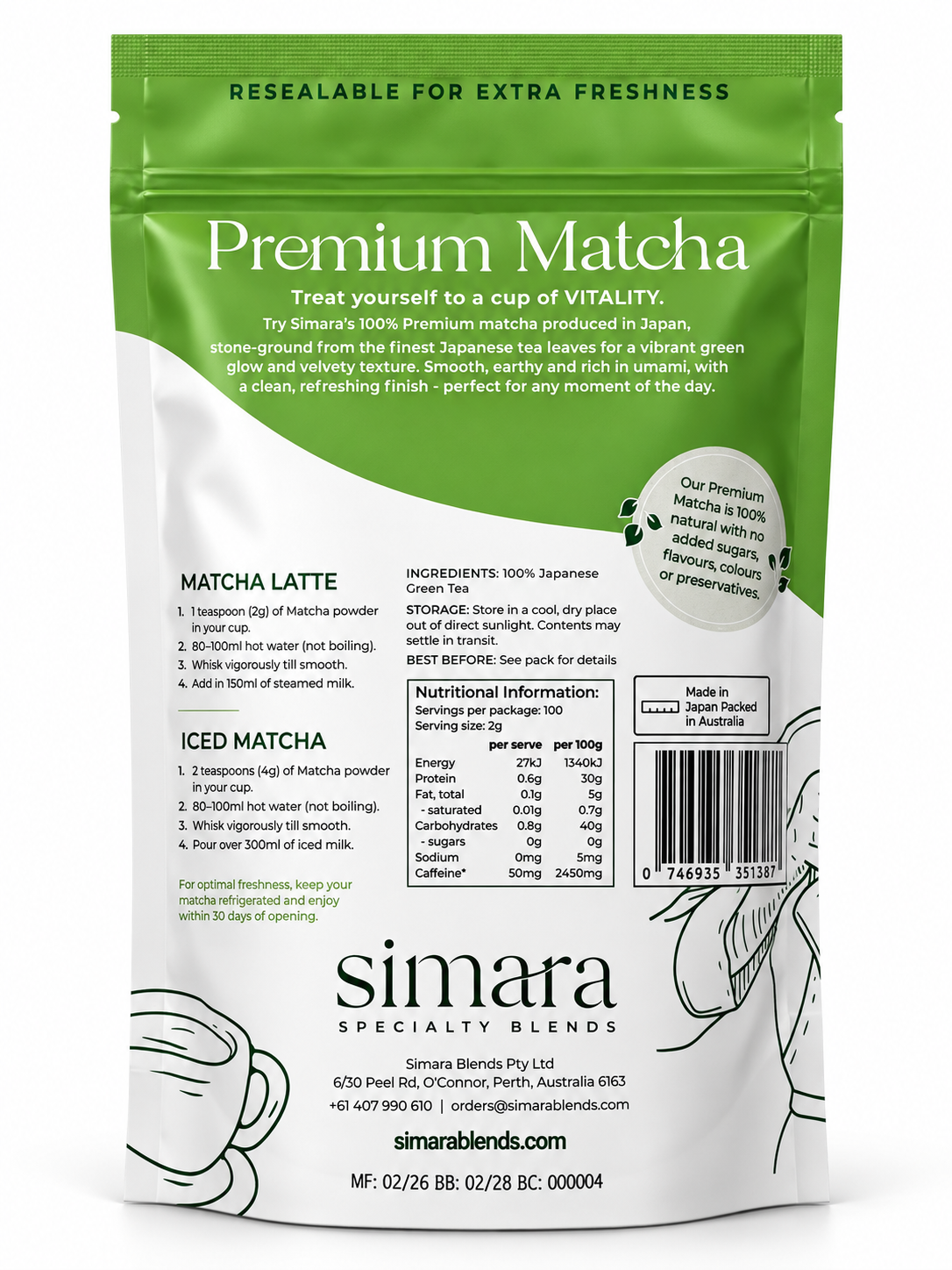 Marziali Japanese Matcha tè verde 200 g note umami