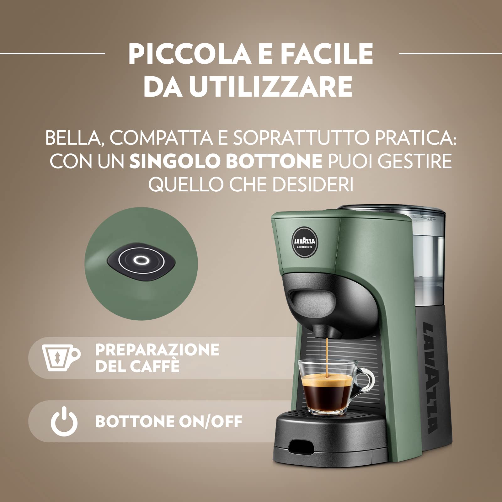 Lavazza A Modo Mio Tiny macchina caffè verde compatta 64 capsule
