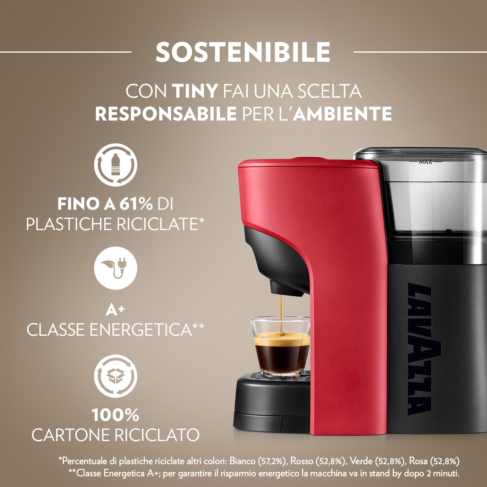 Lavazza A Modo Mio Tiny macchina capsule rossa con 64 capsule
